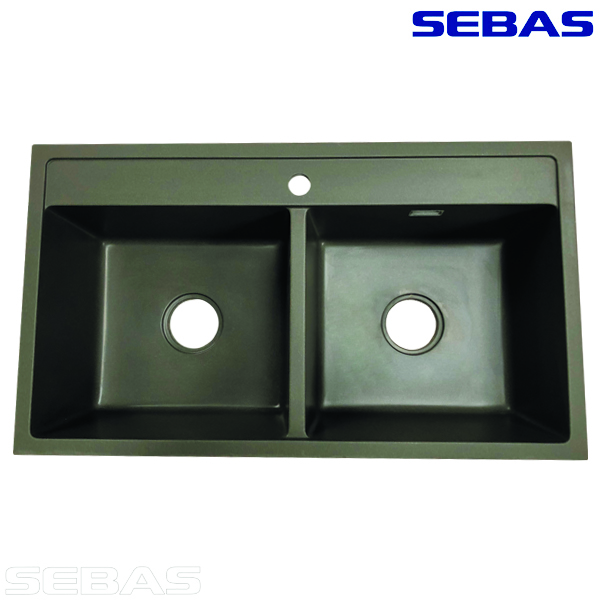Двухсекционная мойка ADL-8649G Темно-серая. SEBAS