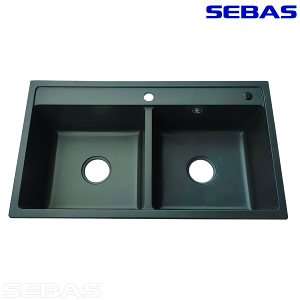 Двухсекционная мойка ADL-8649G Черная. SEBAS