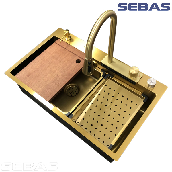 Двухсекционная мойка  S1116D Золото. SEBAS