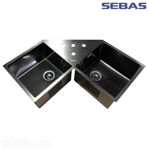 Мойка угловая F1005 X2 Чёрная. SEBAS
