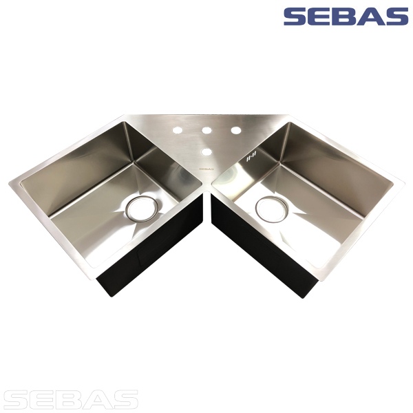 Мойка угловая F1005 X2 Никель Шлифованный. SEBAS
