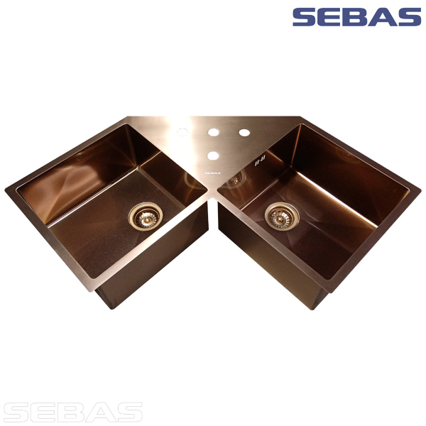 Мойка угловая F1005 X2 Rose Gold. SEBAS