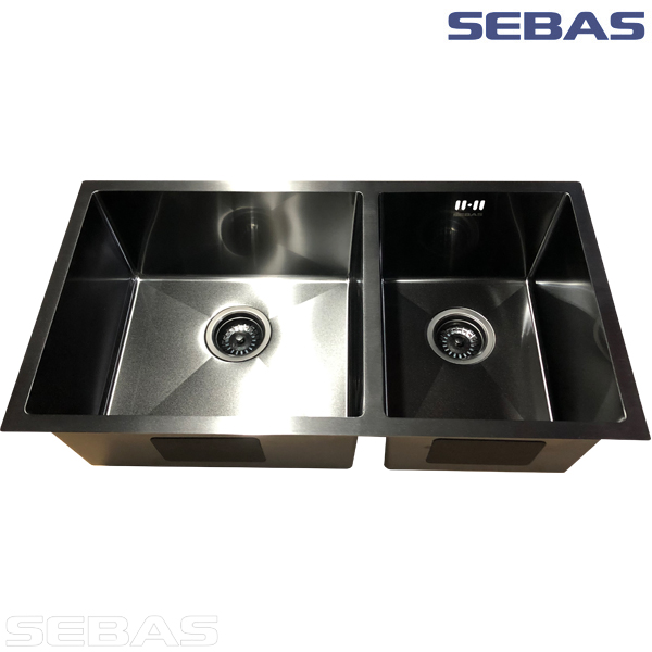 Двухсекционная мойка  S1118A Чёрная. SEBAS