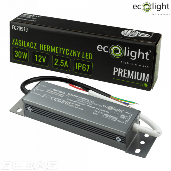 Блок питания LED PREMIUM, герметичный, 12V IP67. EcoLlight